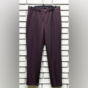 J. Jill Slim Ponte Pants Black/Dark Red Checks Elastic Waist Stretch S NWT $99